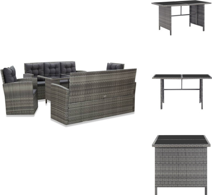 vidaXL 5-dielny záhradný jedálenský set s vankúšmi polyratan sivý - Záhradný nábytok sety