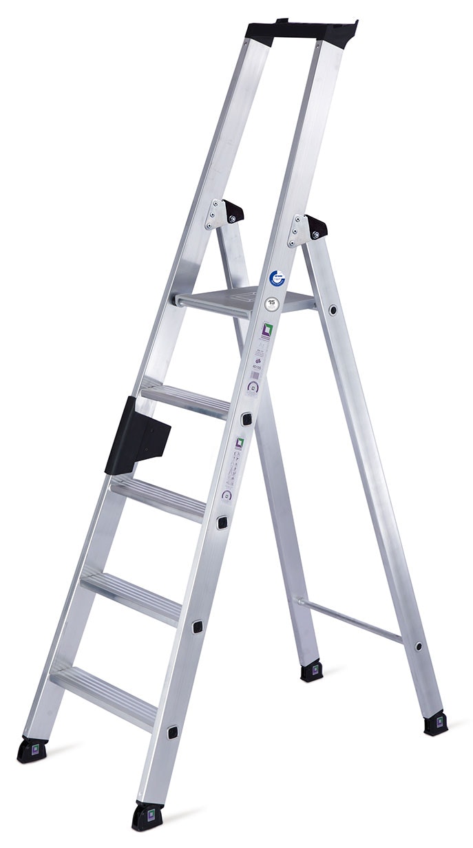 Günzburger Steigtechnik Stufen-Stehleiter einseitig begehbar 5 Stufen - 040105