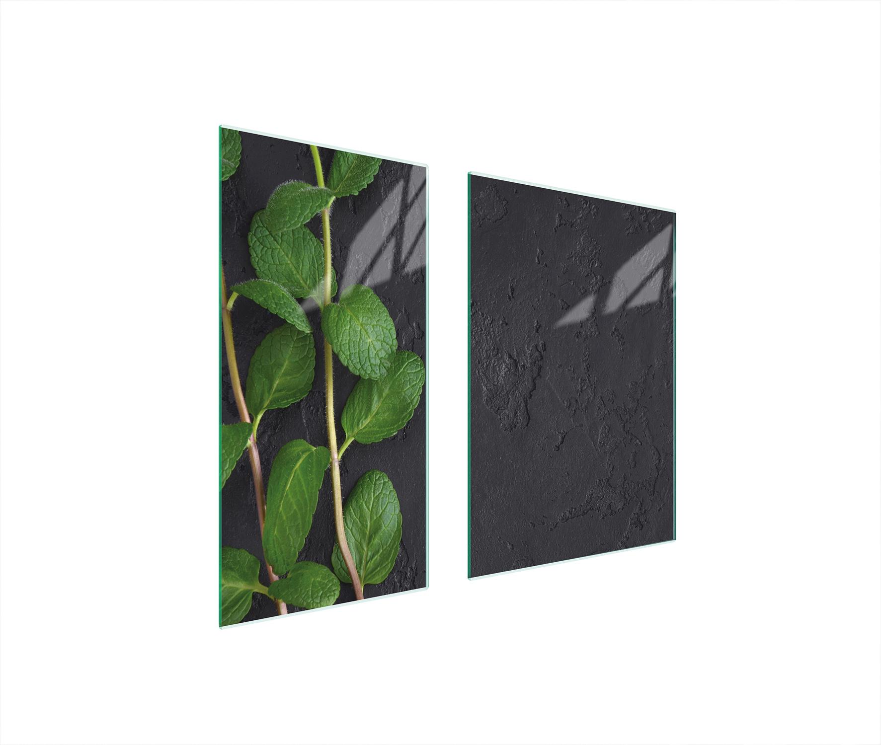 TMK ArtDeko Herdabdeckplatten 2 teilig 75x52 Ceranfeld Abdeckung Glas Schneidebrett Schiefer Minz