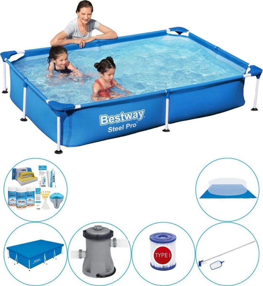 Obdĺžnikový bazén Bestway Steel Pro 221x150x43 cm -Plavecký bazén Plus príslušenstvo