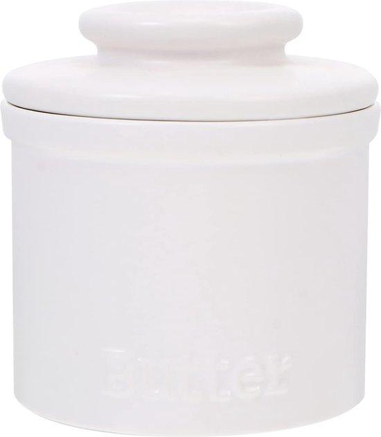 Unyqoos® Porzellan-Butterdose mit Deckel – Französischer Butter Keeper Crock, keramischer Butterbehälter 1x für weiche Butter, weiß