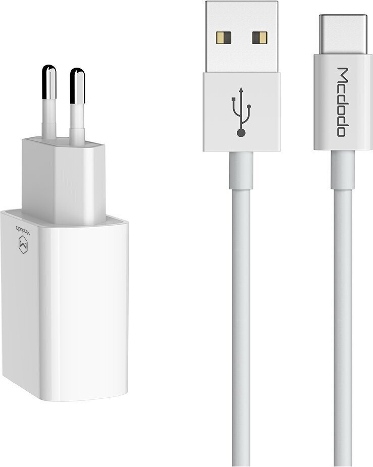 Mcdodo 2,4A USB duálna nabíjačka typu C 1m cestovná sada (biela)
