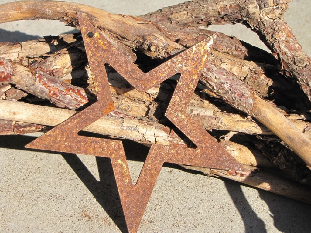 Saremo Edelrost Stern zum Hängen, 5-zackig offen Edelrost Stern 5-zackig offen - 13 cm