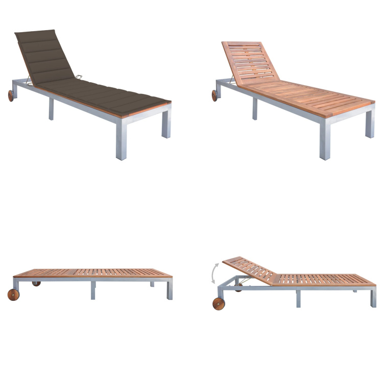 vidaXL Lehátko s podperou Akáciový masív Pozinkovaná oceľ - Lehátko - Lehátka - Drevené ležadlo - Drevené ležadlá