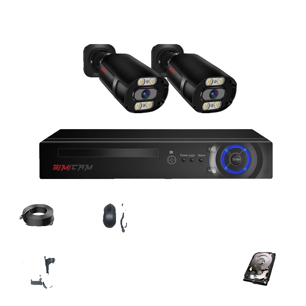 Bezpečnostný systém, rozlíšenie 4K Ultra HD, farebné nočné videnie, žiadny, 8CH NVR 2 KAMERY