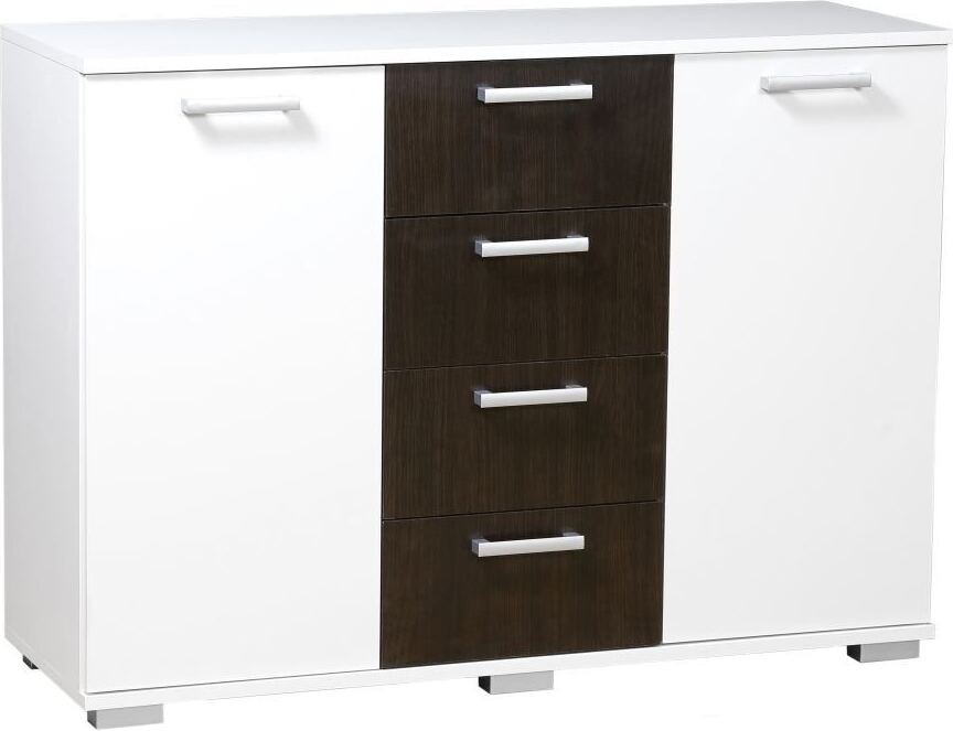 Steiner Shopping Kommode Tandil 21, Farbe: Weiß / Wenge - 87 x 120 x 41 cm (H x B x T)