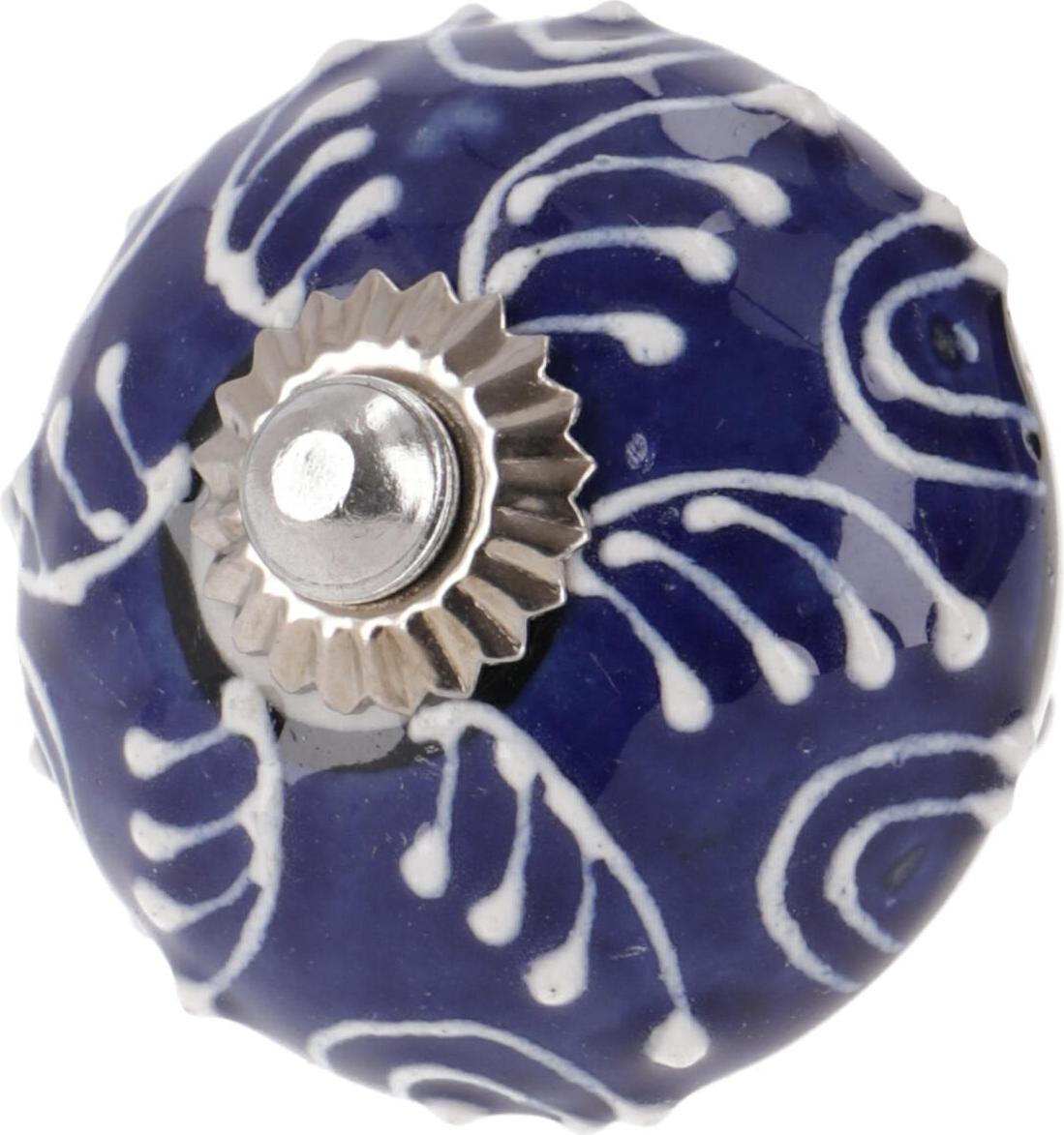 Guru-Shop Keramik Möbelknopf, Möbelknauf Möbelgriff, Schranktürknöpfe, Möbelknöpfe, Schubladengriff - Modell 17, Blau, 4*4*7 cm, Möbelknöpfe 23737