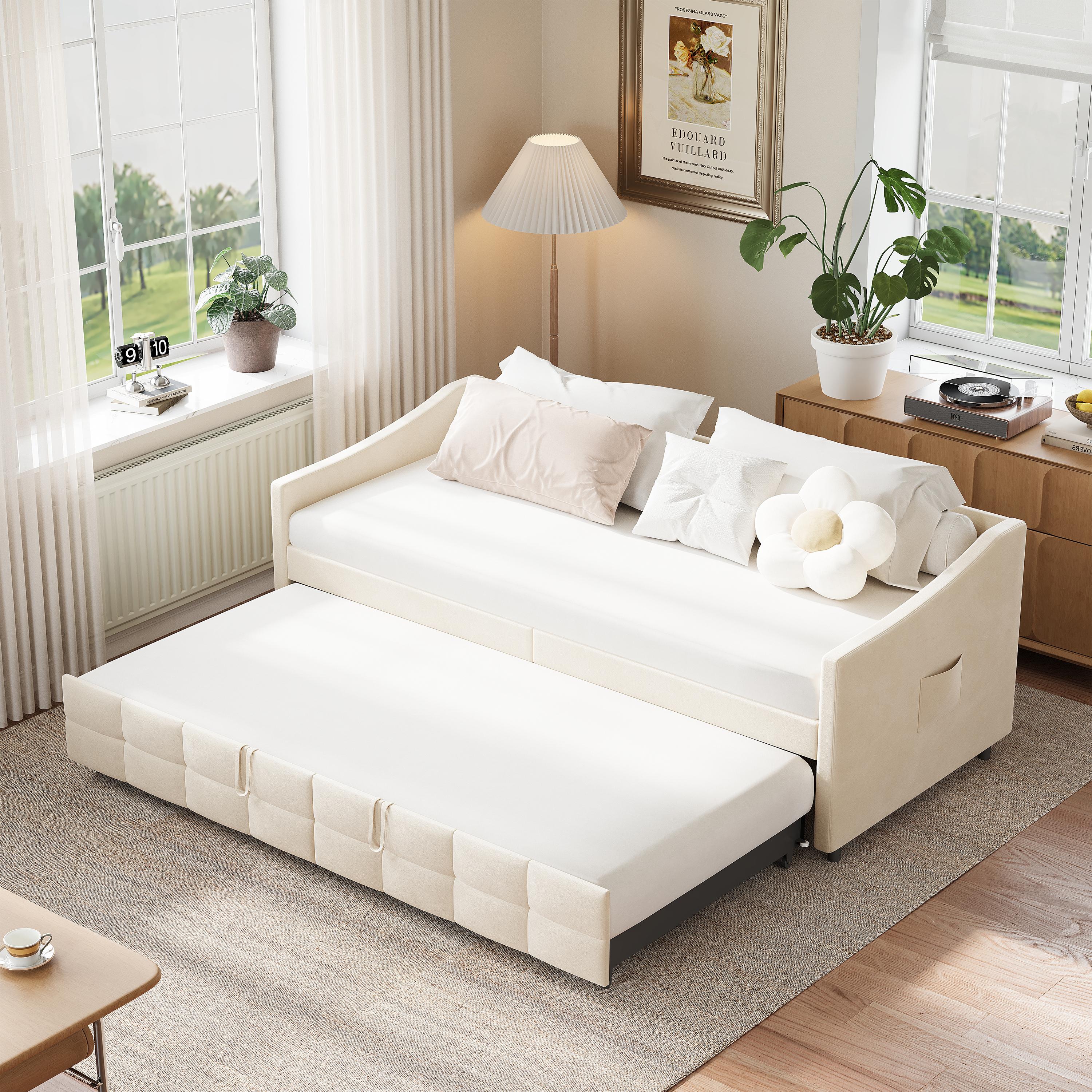Schlafsofa Samt Beige