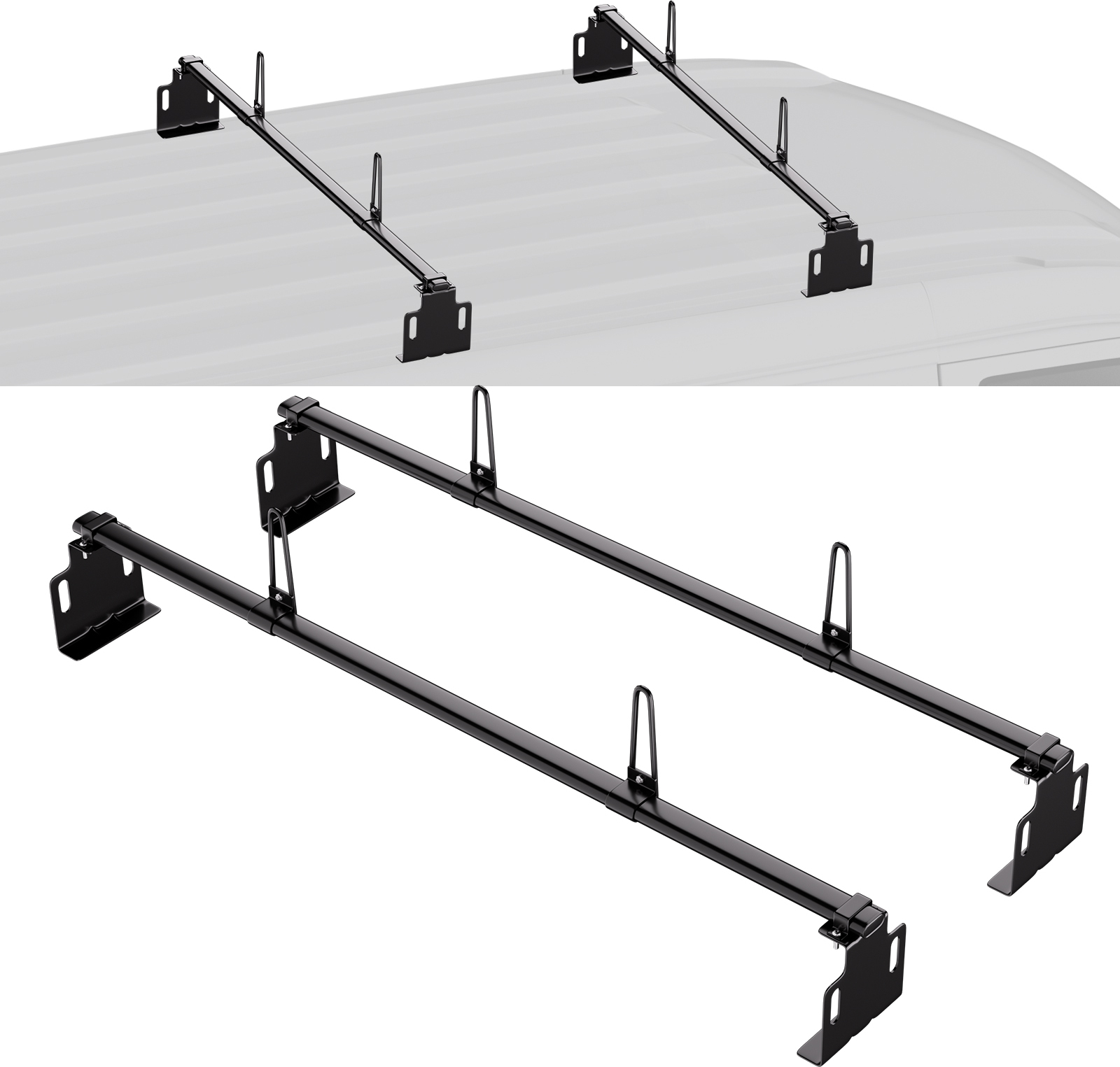 VEVOR Anhängerleiterträger Dachträger Leiterträger 1524 mm lange 2 Querstangen, Van-Dachleiterträger aus Q235B, 227 kg Tragkraft passend