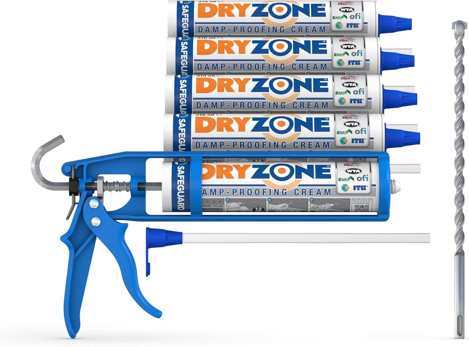 Safeguard Dryzone Horizontalsperre Set 3 x 310 ml - Gegen feuchte Wände und aufsteigende Feuchtigkeit - WTA e Feuchtigkeitssperre fürs Mauerwerk