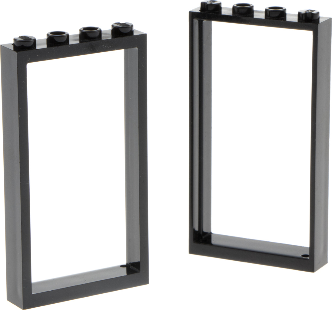 2x Lego rám dverí 1x4x6 čierny bez skla Domové okno 6337273 60596
