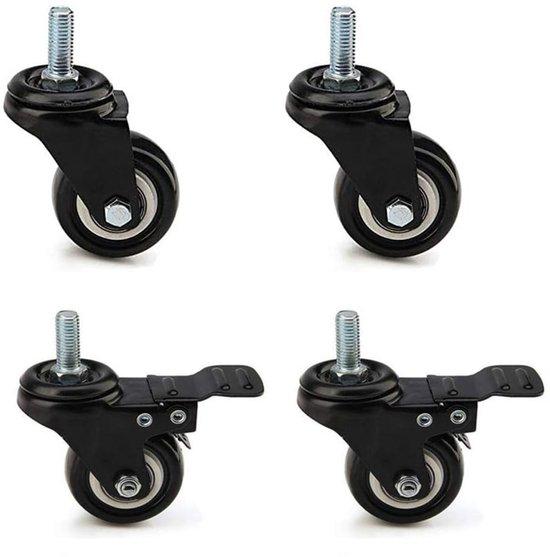 OEM Möbel-Transport-Satz aus 4 Rollen mit Vollbremsen, M8-Trägerrad mit 25 mm Schwenkgelenk, schweres Landtransportrad klein, Traglast 240 kg, 360° rotierbar - ideal für Transportwagen, Karren und Möbelbewegung. 2026