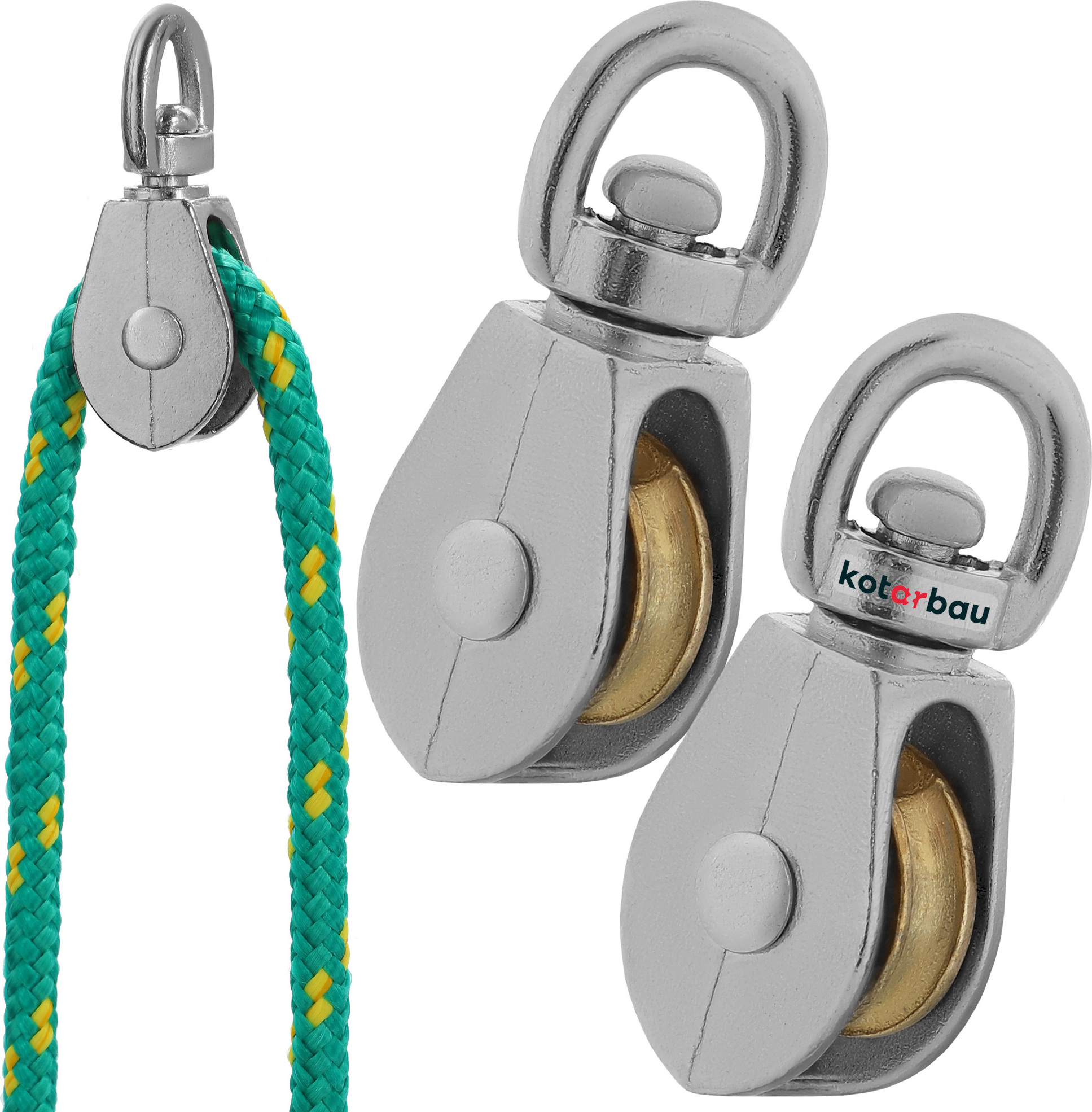 KOTARBAU® 2er Set Seilrolle Umlenkrolle einzeln Vernickelt 3/4" Stahl C15 Seilrollen für Bauwesen Segeln Rettung Bergsteigen | Umlenkrollen für Seile ⌀ 5 mm | Seilrolle | Umlenkrolle für Seilwinde