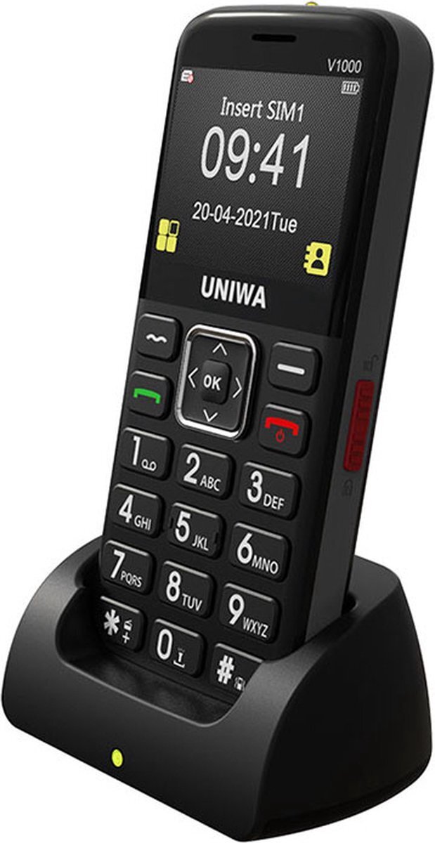 Lipa Uniwa V1000 4G - Mobilný telefón pre seniorov - Seniorský telefón - SOS - Veľké tlačidlá - Bluetooth - Fotoaparát - Dokovacia stanica - Bluetooth