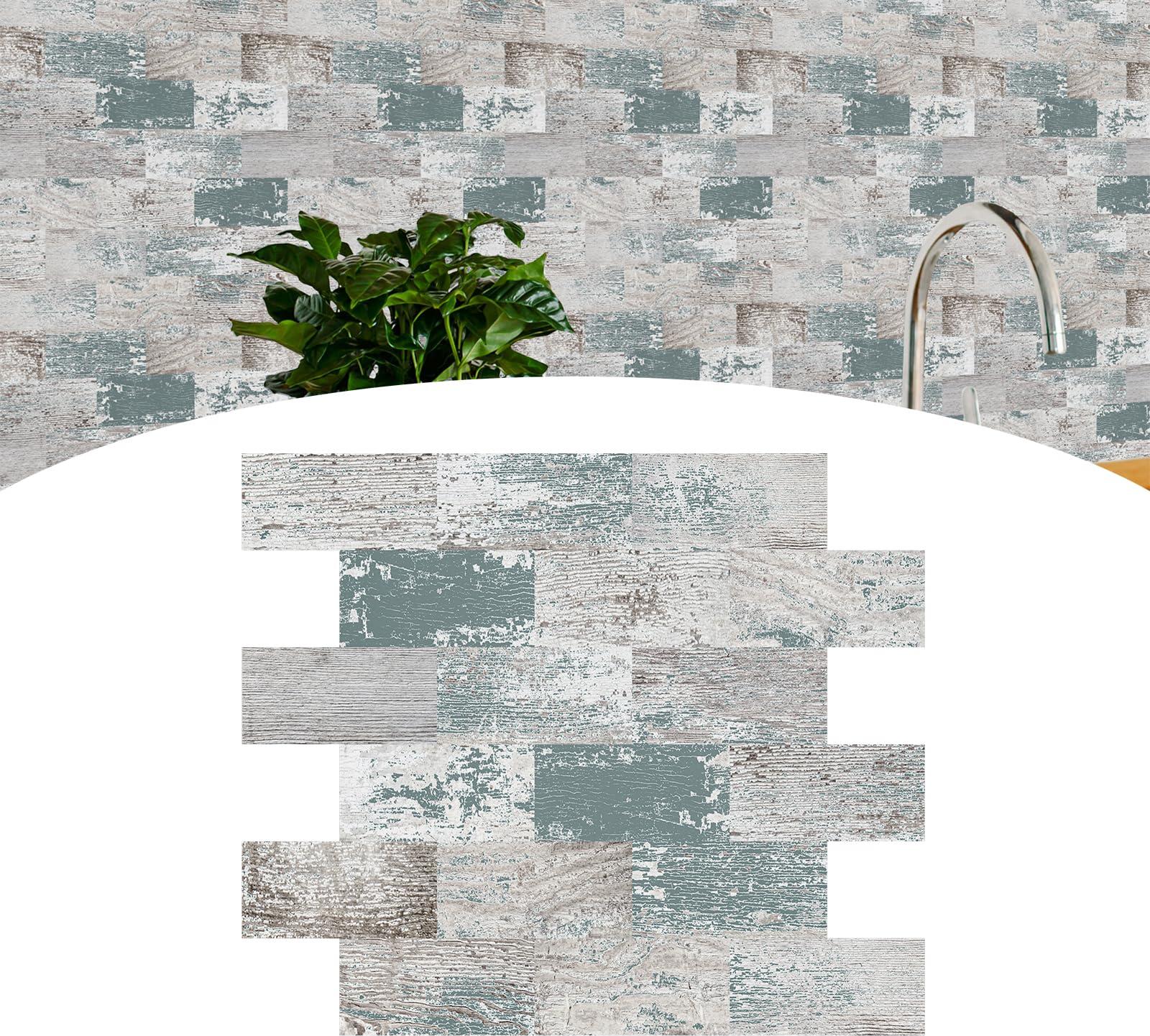 TRMLBE Fliesenaufkleber PVC Wandfliesen 34x29cm per Stück Fliesenfolie 10Pcs Klebefliesen Zuschneidbar Wandfliesen Selbstklebend Bodenfliesen mit Geprägte Texturen, Typ J