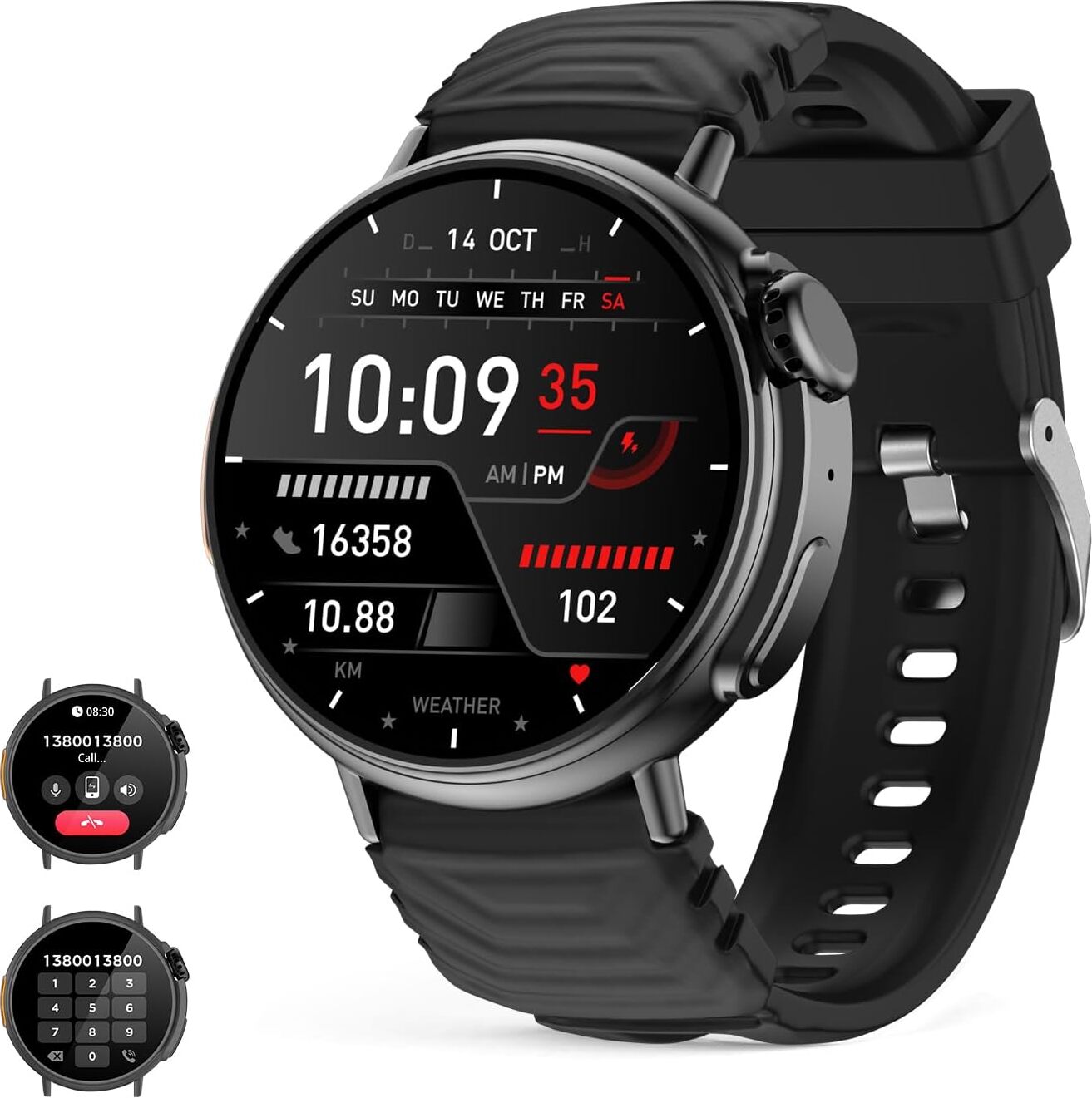 Smartwatch Ultra muži ženy s funkciou telefónu, 1,52" okrúhly HD displej, 120+ športových režimov s monitorom tepu, monitorom spánku, krokomerom Android IOS