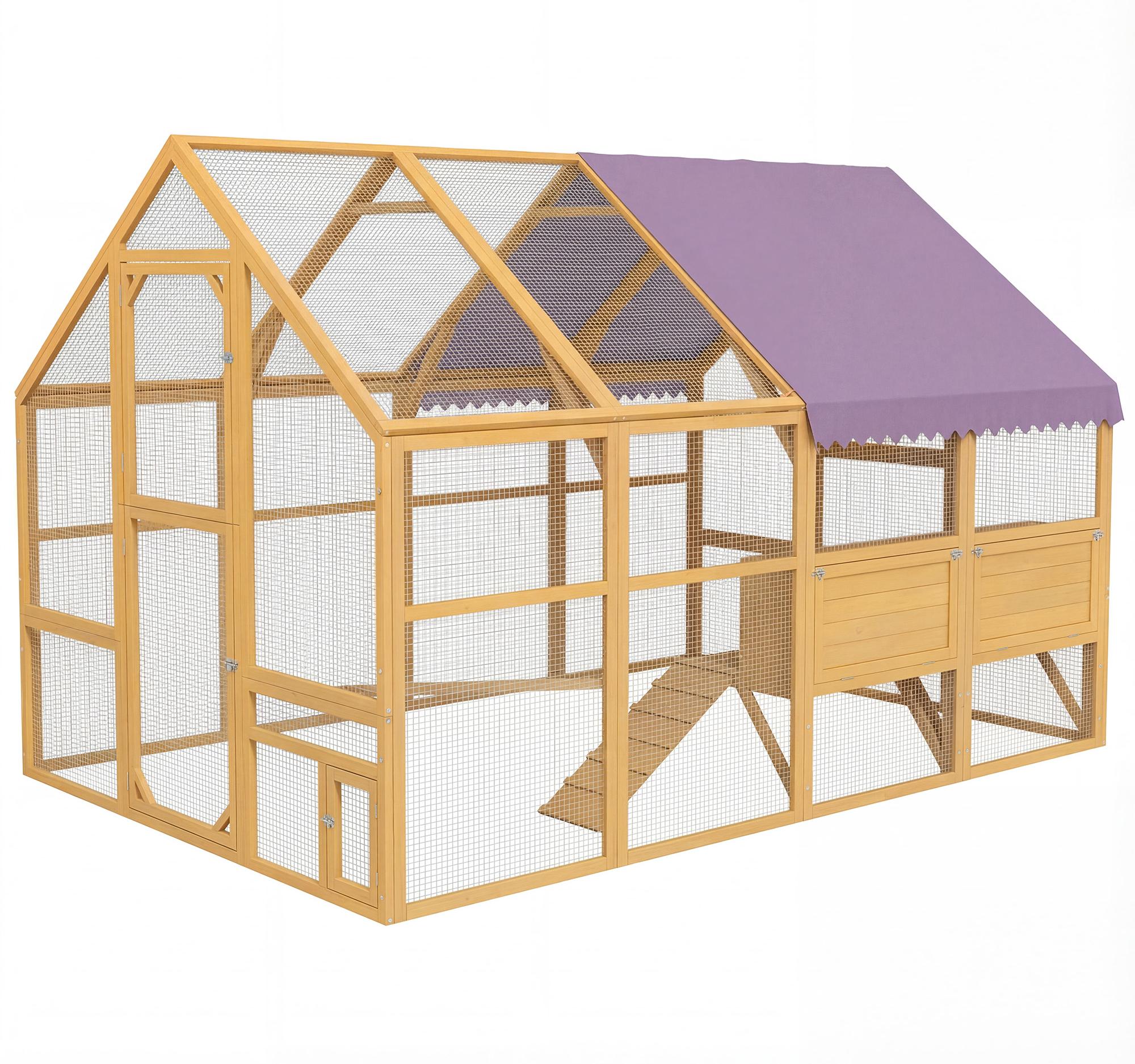 PawHut Hühnerstall 5,2 m² ca. 2,8 x 1,8 x 1,9 m Freilaufgehege Holz mit Freilauf