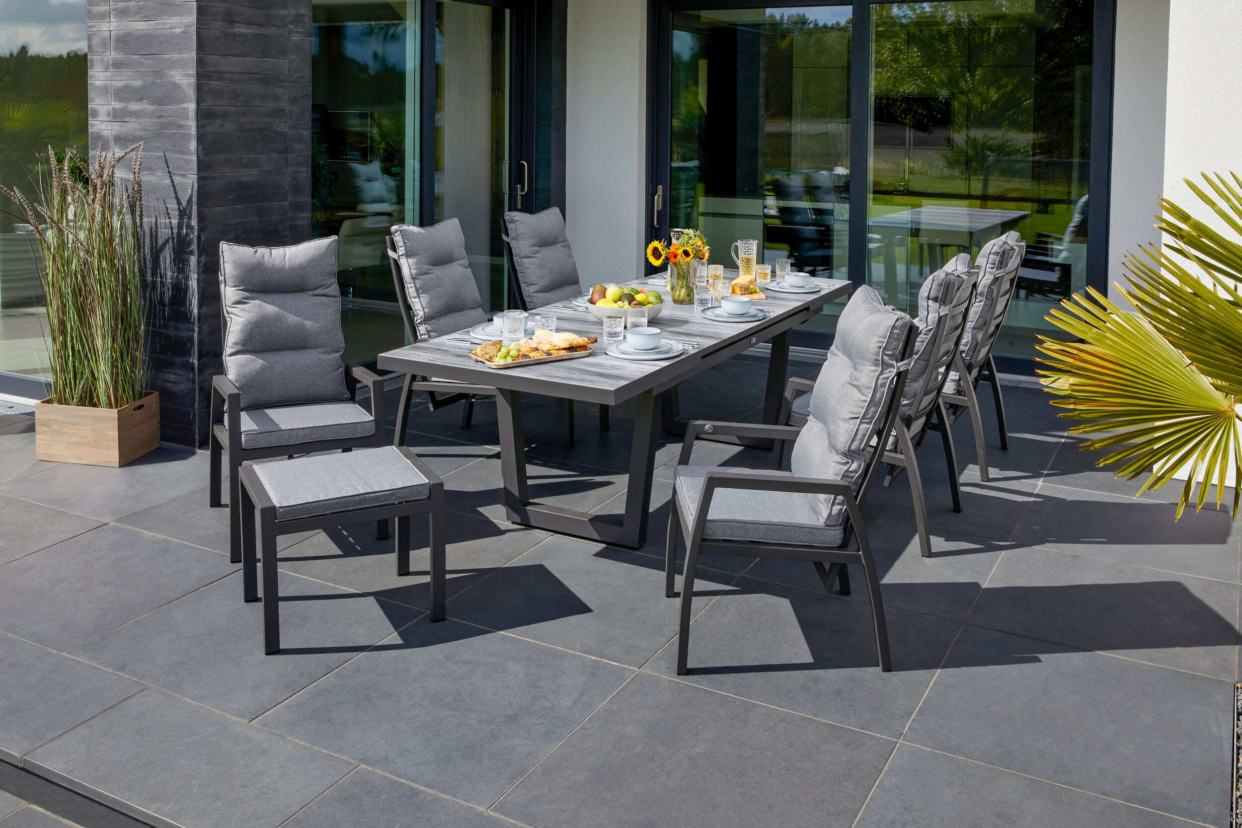 LC Garden Bondino Dining Set XIII Sitzgruppe Gartenset Anthrazit eckig BondinoDiningSet13