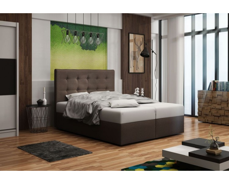 Čalúnená posteľ s úložným priestorom DELILAH 1 COMFORT - 200x200, hnedá