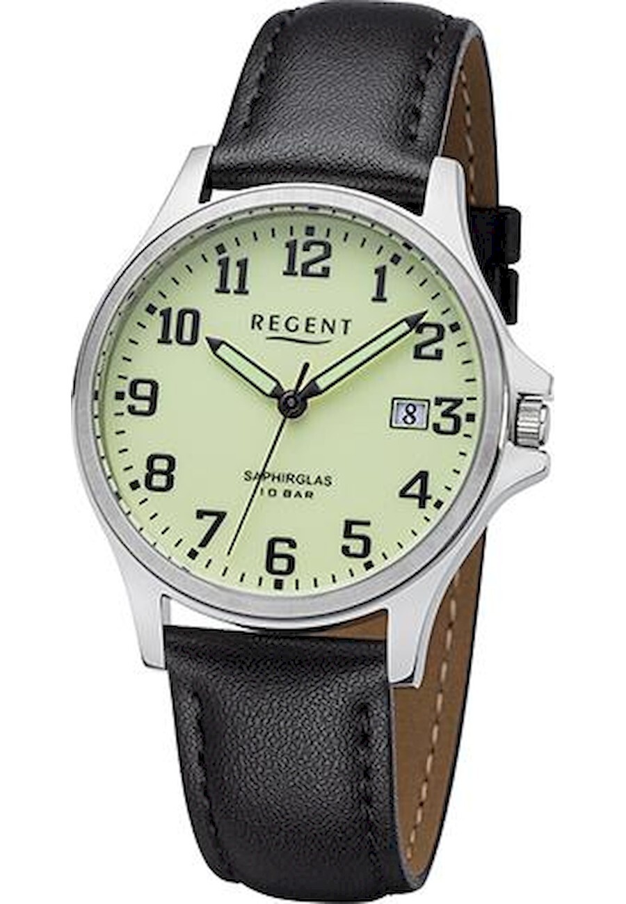 Regent Herren Uhr Lederarmband Leder Armbanduhr Analog schwarz URF1257 F-1257