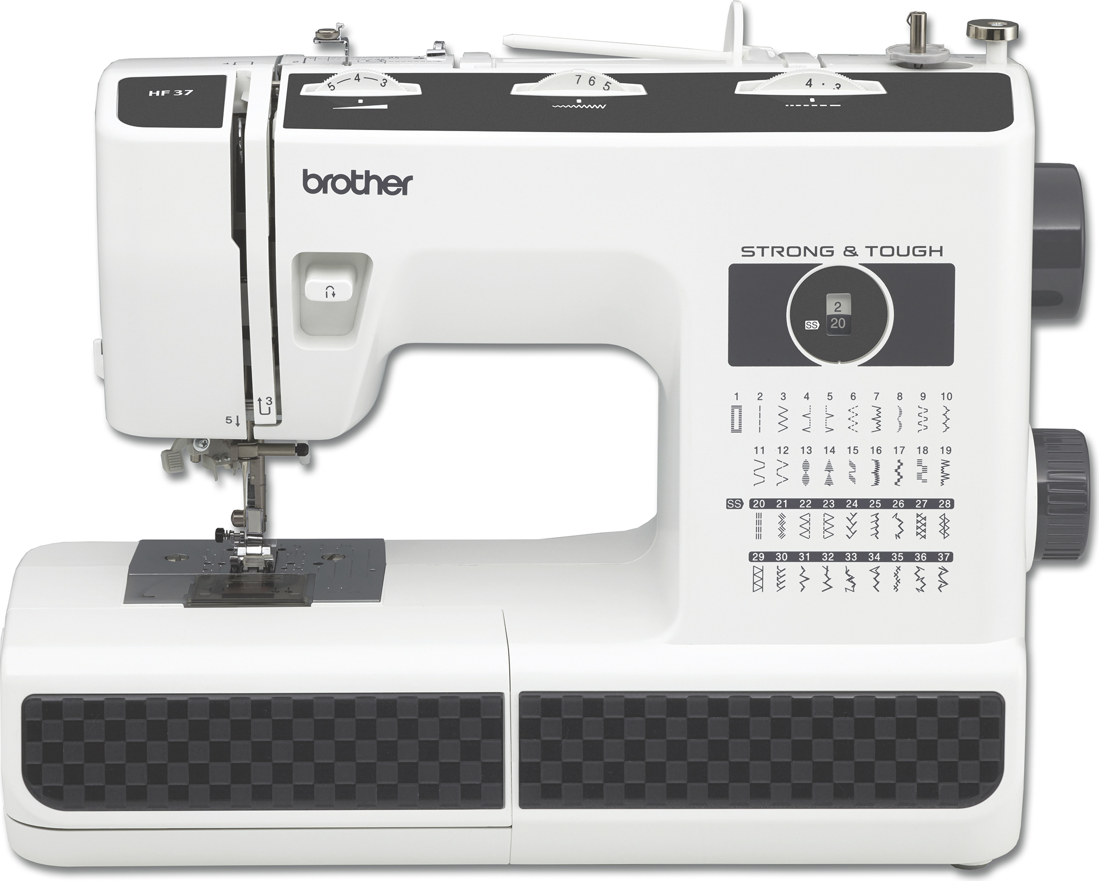 Brother HF37, Čierna, Biela, Poloautomatický šijací stroj, Šitie, 0 - 4 mm, 800 počet stehov za minútu, 7 mm