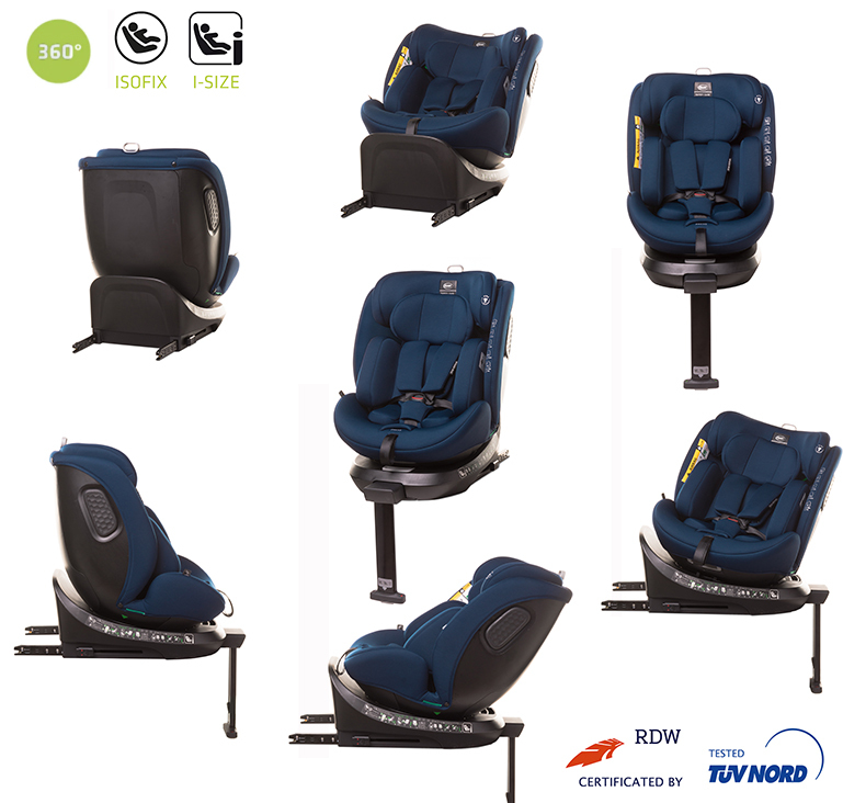 360° ENZO-FIX Prémiová detská sedačka Isofix so stabilizačnou nohou I-Size s RWF do 105 cm Detská sedačka, ktorá rastie s dieťaťom