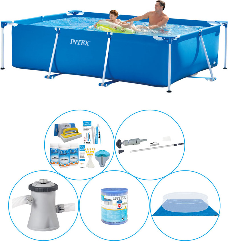 Intex Rámový bazén obdĺžnikový 260x160x65 cm - 6-dielny - Bazén vrátane príslušenstva