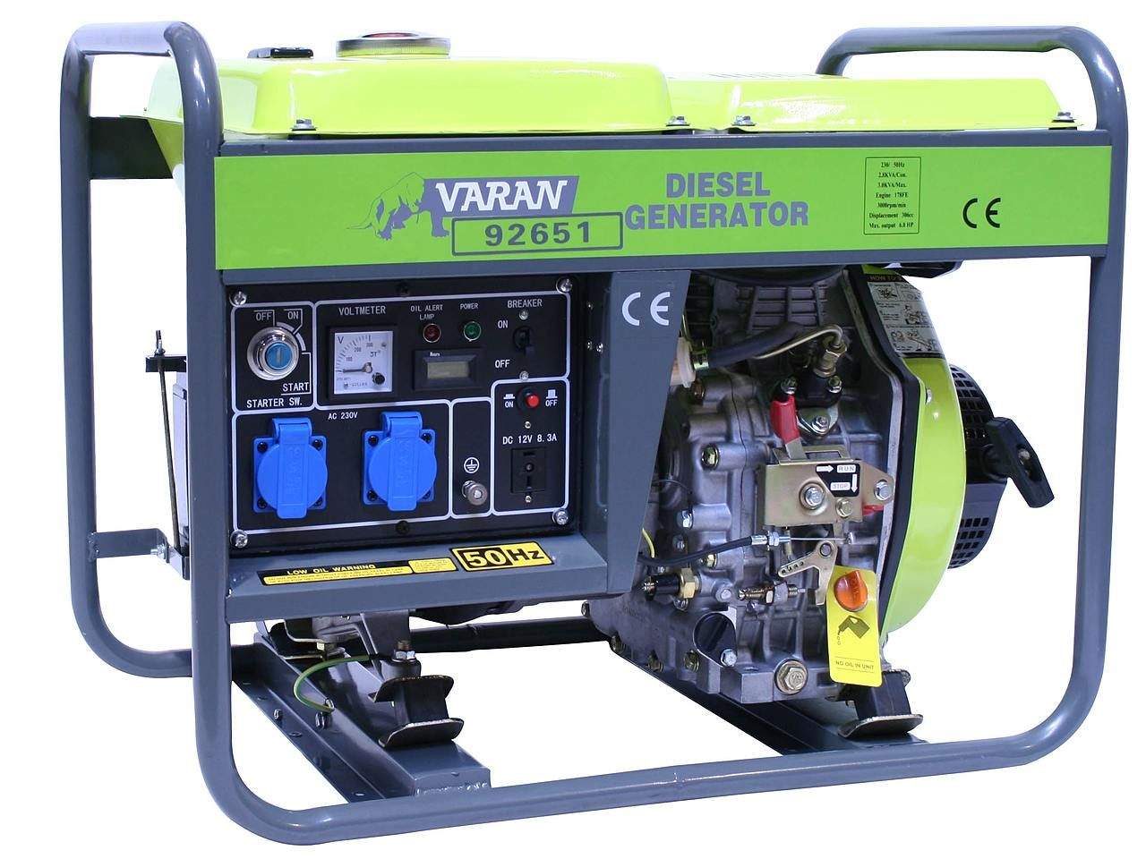 Varan Motors - 92651 GENERATOR STROMERZEUGER STROMAGGREGAT NOTSTROMAGGREGAT 3,3kW 230V+12V DIESEL