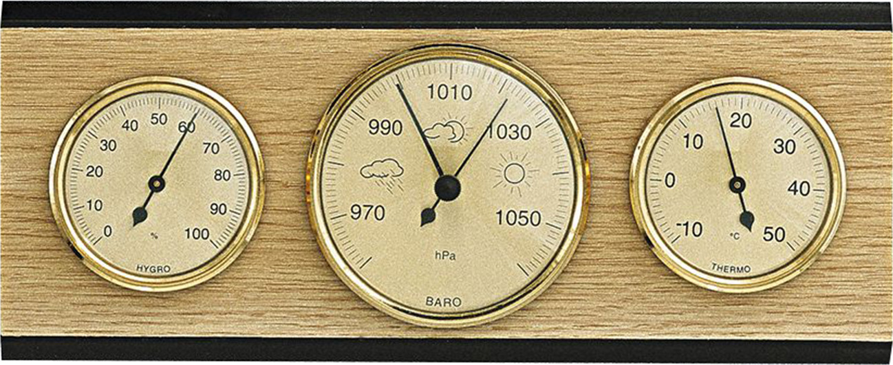 SELVA Wetterstation mit Hygrometer, Barometer und Thermometer, 110 x 270 mm