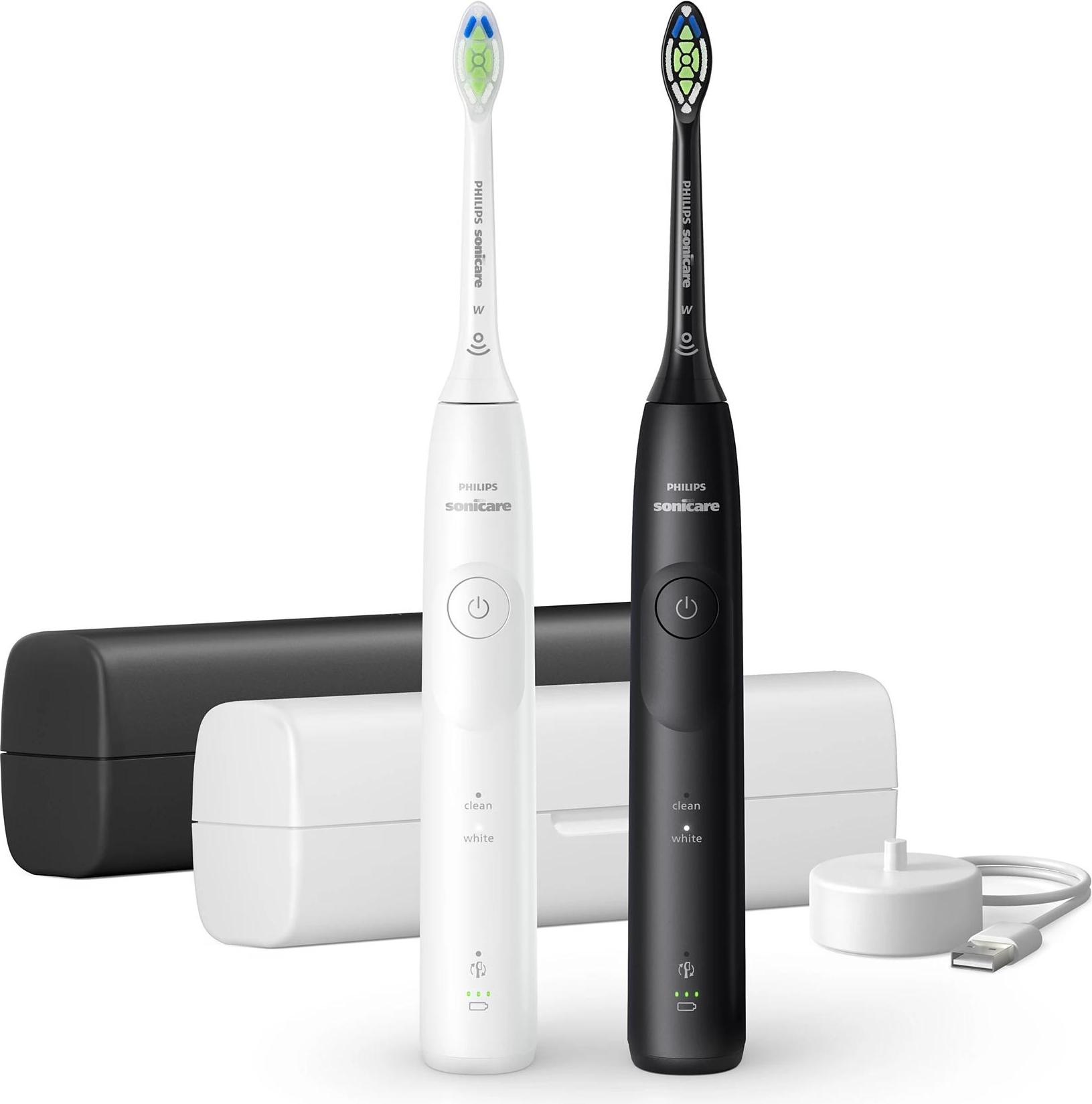 Philips Sonicare 5500 series HX7119/02, Dospelý, Sonická zubná kefka, Bielenie, 62000 pohybov za minútu, Čierna, Biela, 2 min, 4 x 30 sec