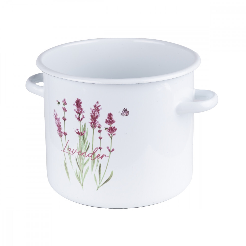 TOPFANN Emaille Topf 7L Kochtopf Universaltopf Suppentopf Induktion Fleischtopf Lavendel + Deckel