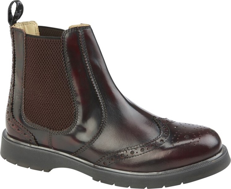 Grafters - Pánske členkové topánky, kožené DF2264 (48 EU) (Burgundy)