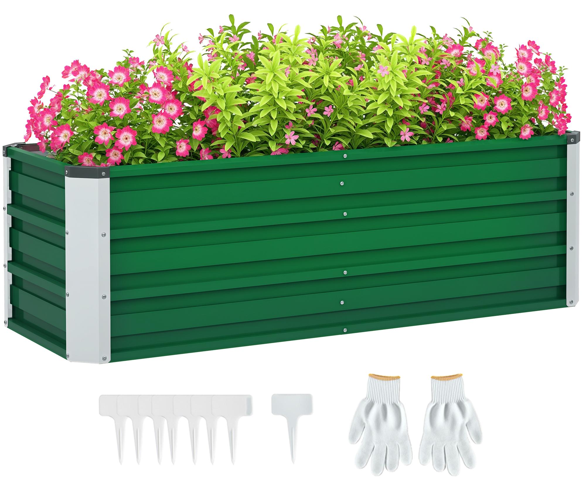 Avylet Metall-Hochbeet. 2 separate Pflanzbereiche. offener Boden. einfacher Aufbau. 125 x 47 x 40cm. Gr¹n