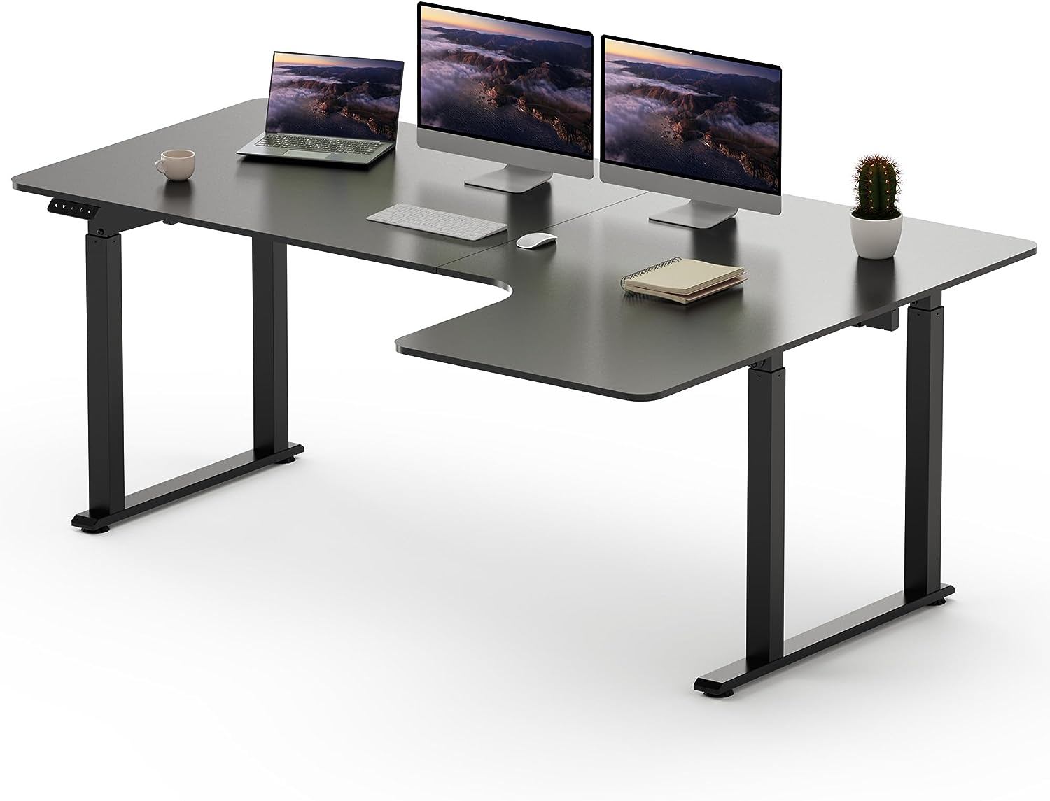 Schreibtisch TOM1 höhenverstellbar elektrisch ergonomisch lichtgrau schwarz  110cm