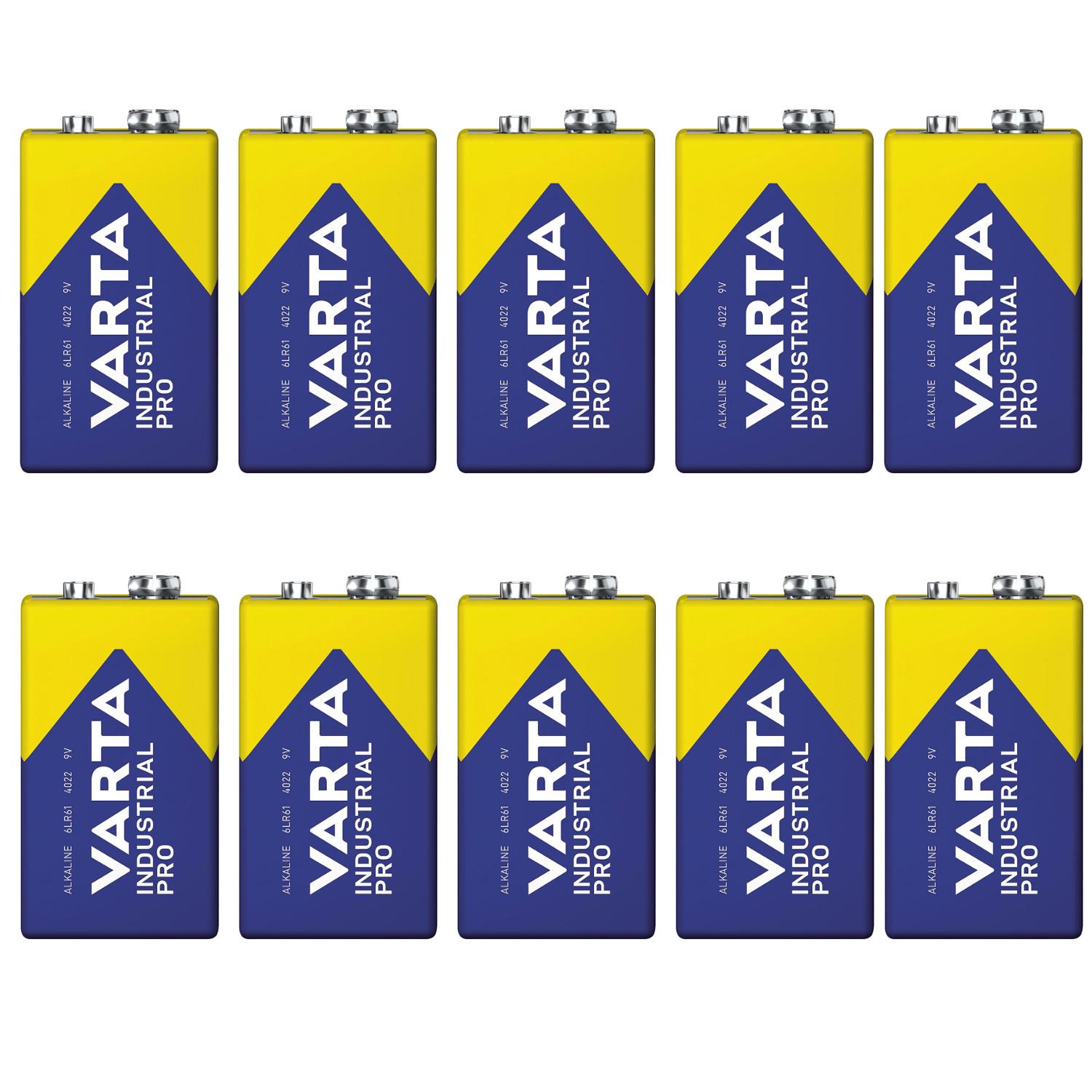 10x Batterie R9V R-9 6LR61 9V R-9 Alkali Varta Industrial Pro