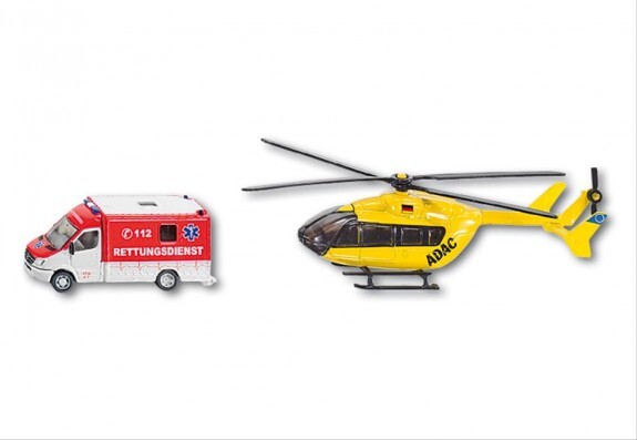 Siku Rettungsdienst-Set Rettungswagen Hubschrauber ; 1850