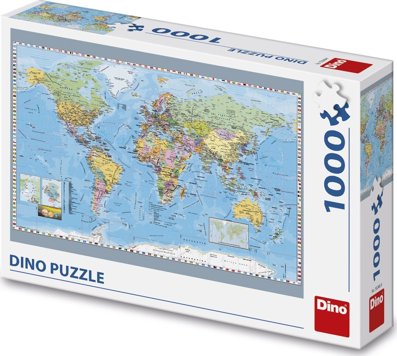 Dino Bikes Puzzle - Politische Weltkarte - 1000 Teile 53248