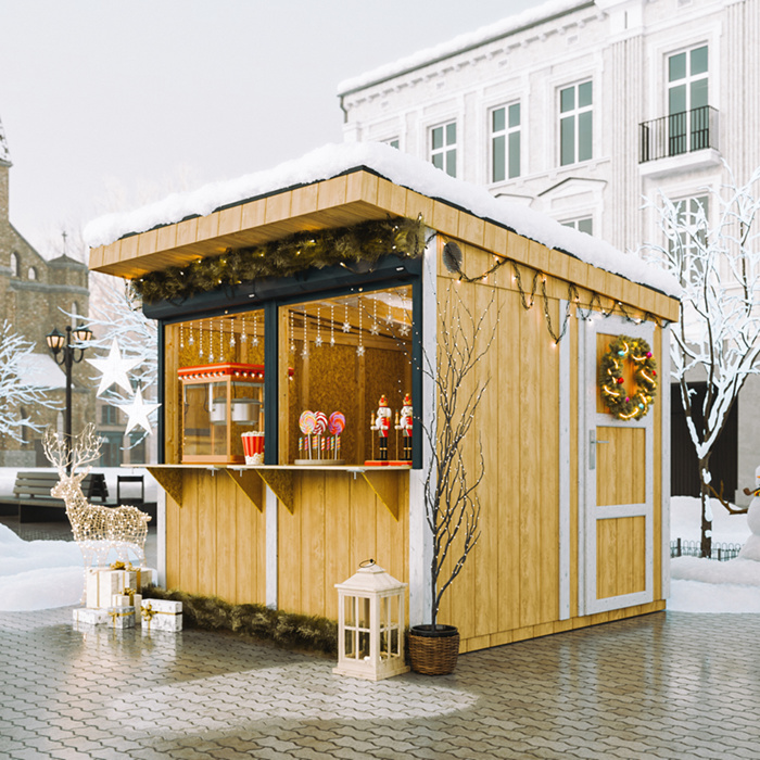 Premium-Außenkiosk - 5,9m² - H240x248x305 cm - LP Smartside Paneelbauweise - Timbela M950-HARVEST HONEY