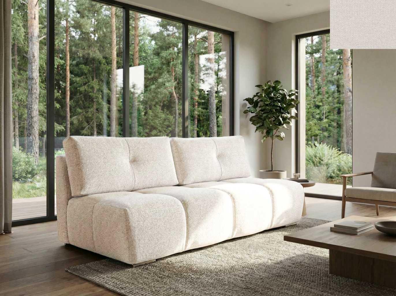 Nordelo Sofas - Nuvolletta elegantes Sofa aus BORG-Stoff 22 Schlaffuktion 150x200 Bettkasten, stabile Metallfüße COUCH-NUVL-BORG-22