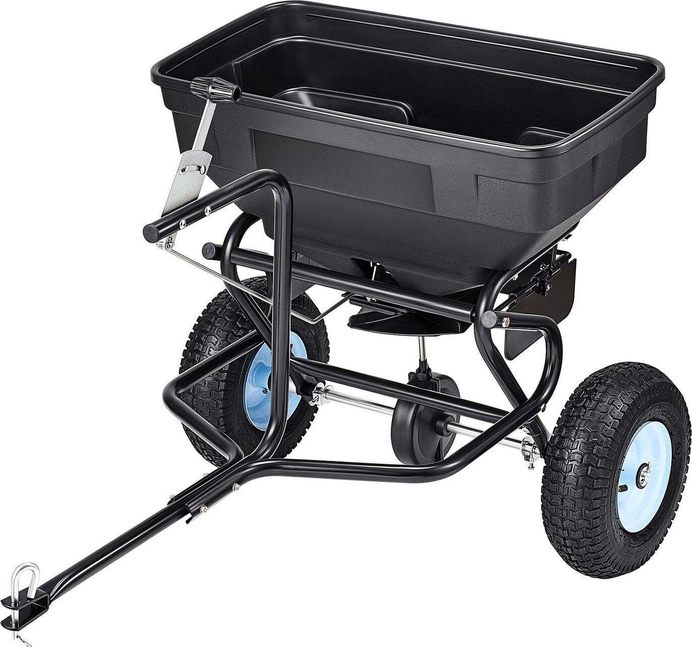 VEVOR Tow Behind Broadcast Spreader, 130LBS Capacity, Tow/Push Garden Spreader with 13 in Tires, 30 Adjustable Setting & 9.8 ft Spreading Width, Lawn Spreaders for Seed, Fertilizer, Salt, Ice Melt TC2029A