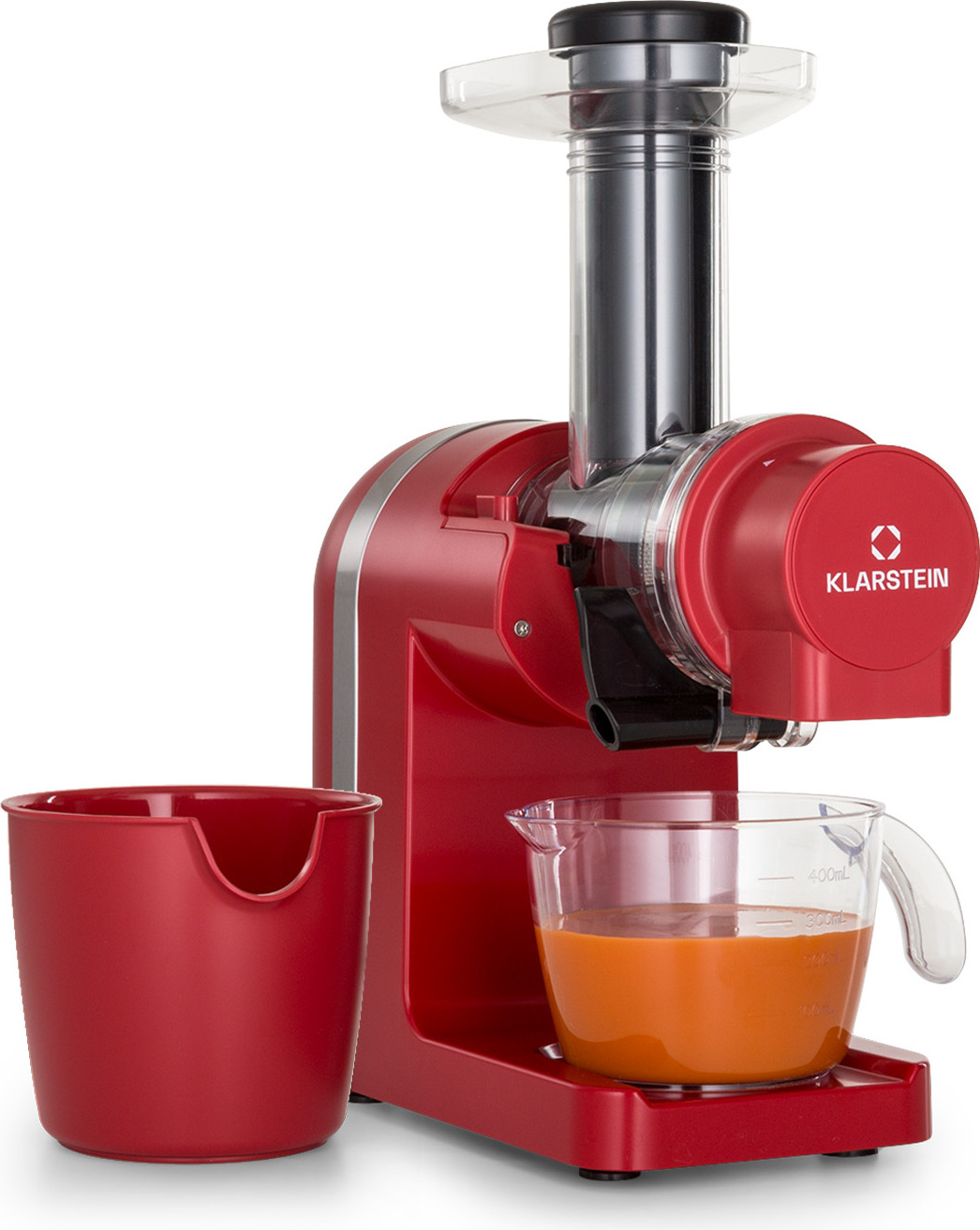 Klarstein Bella Elegance Saftpresse 200 W, Entsafter mit 400 ml, BPA-frei, rutschfester Standfuß, max. Dauerbetriebszeit: ca. 20 Minuten, einfache Reinigung, rot TK30-BEJuicered