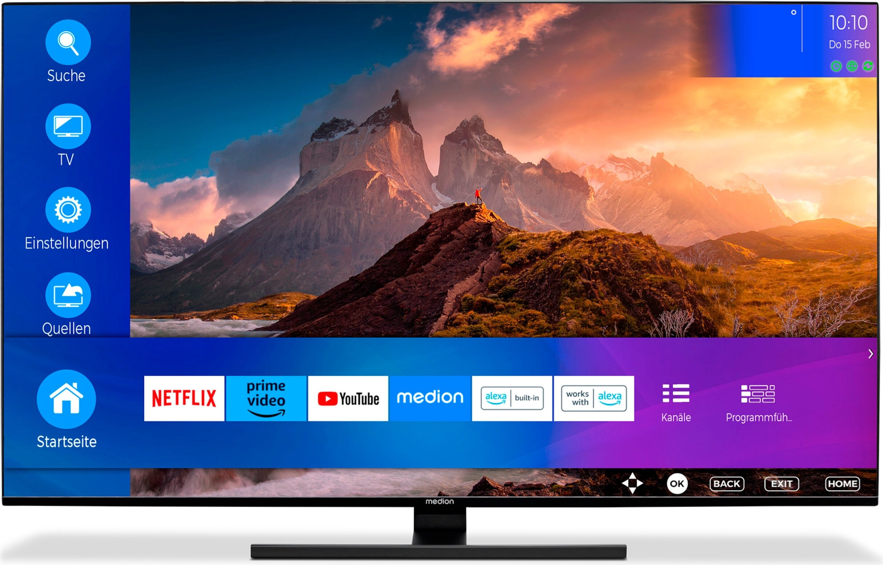 MEDION® MEDION 138,8 cm (55 Zoll) QLED Fernseher (Smart-TV, Dolby Vision HDR, VIDAA Store, Prime Video, Disney+, DAZN, Paramount+, DTS X, Dolby Atmos, PVR, Bluetooth, MD 855600) MD855600