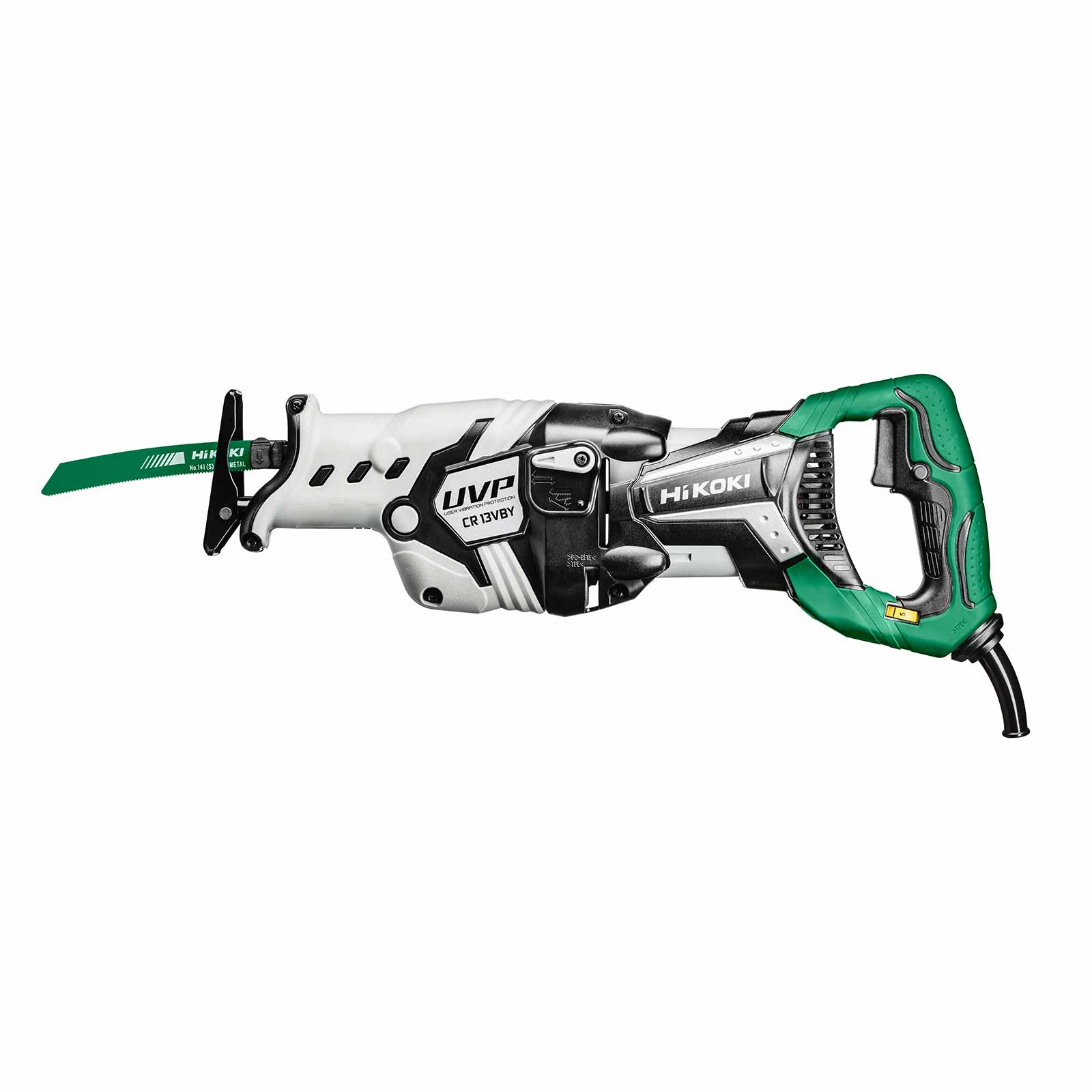 Hikoki Tigersäge CR13VBY Elektro Säbelsäge, Reciprosäge, Fuchsschwanz, werkzeugloser Sägeblattwechsel, 1150 Watt CR13VBYWSZ