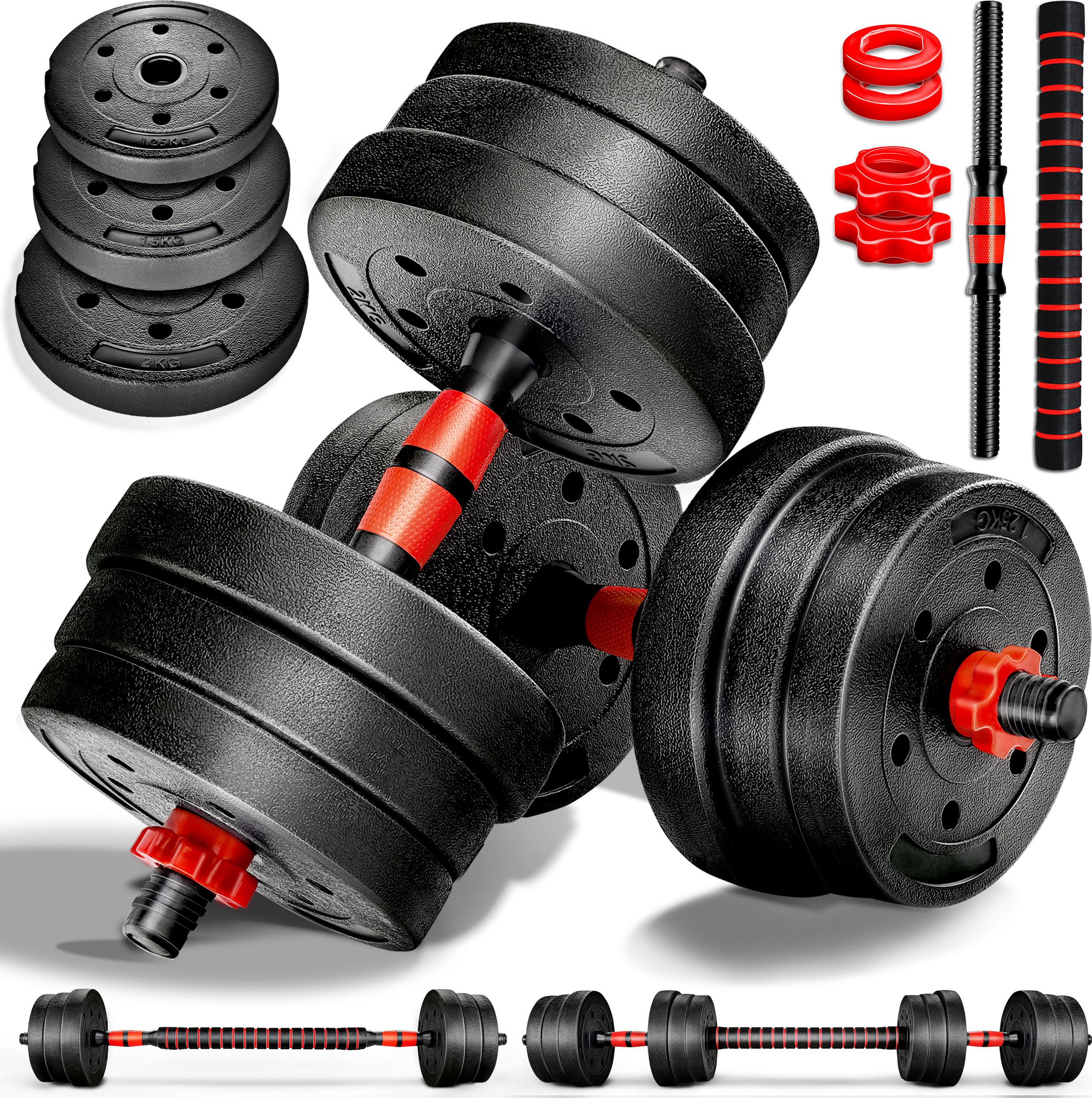 RE:SPORT® Hantelset 20 kg Kurzhanteln Langhantel Set Hantel Hantelscheiben HTZM20