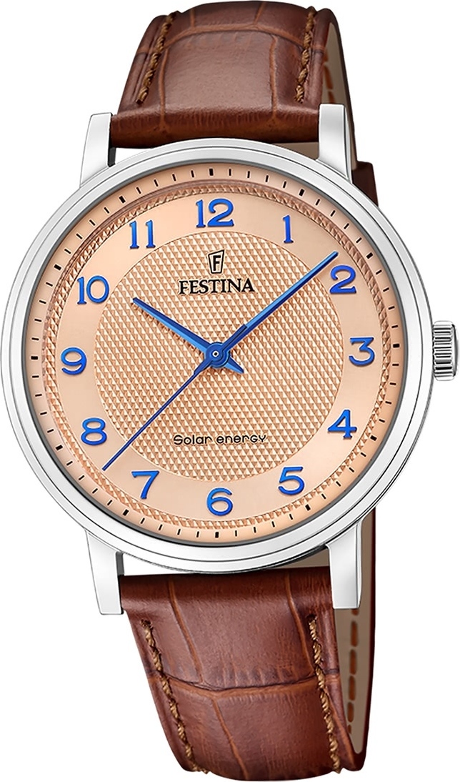 Festina pánske hodinky kožené hnedé Festina Solar Energy solárne hodinky D2UF20660/2