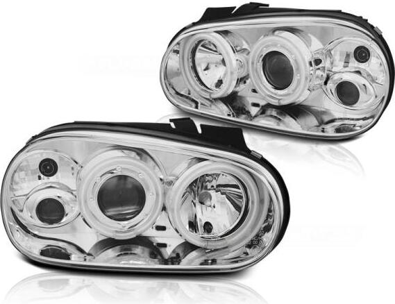 Tuning-Tec Scheinwerfer CCFL Angel Eyes passend für VW Golf 4 Bj. 97-03 Chrom mit Nebelscheinwerfer