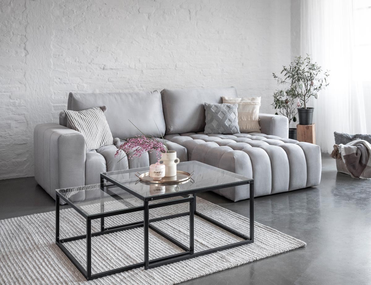 Eltap Bonett Ecksofa 250 x 175 cm Grau (Samt), Ausführung:Links Bon_15 Eltap