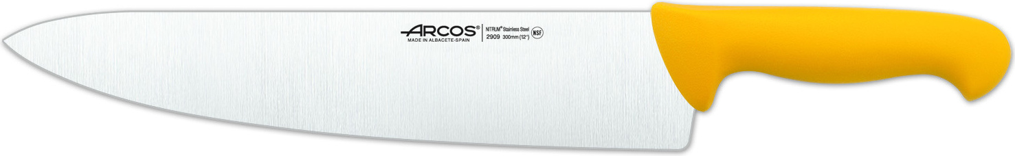 Kochmesser Arcos Farbe - Prof 290900 Edelstahl Nitrum und mango ergonomische gelbe Polypropylenklinge und 30 cm Klinge, Vitrine