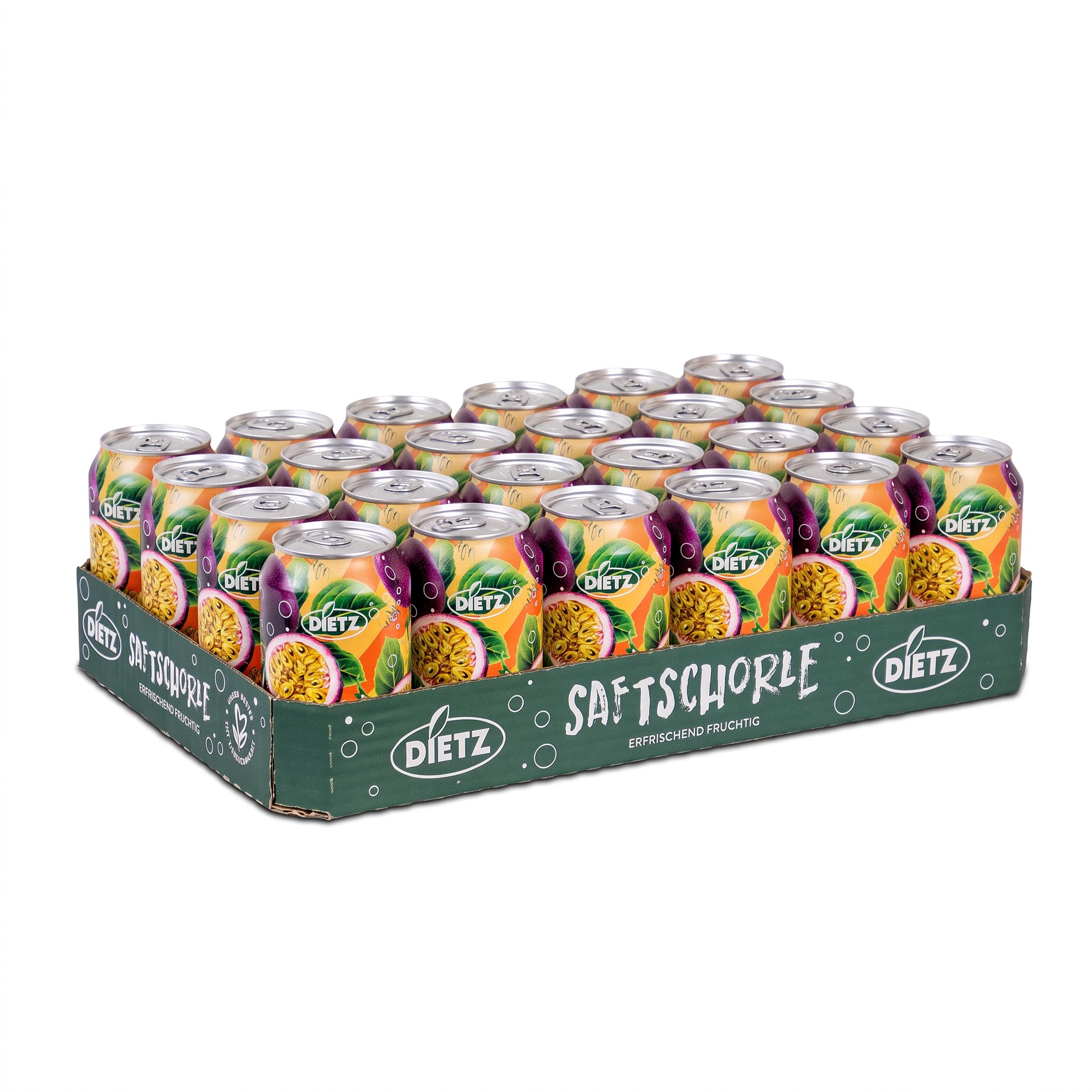 Dietz Maracujaschorle 24 x 330 ml Dose – 20 % Fruchtgehalt