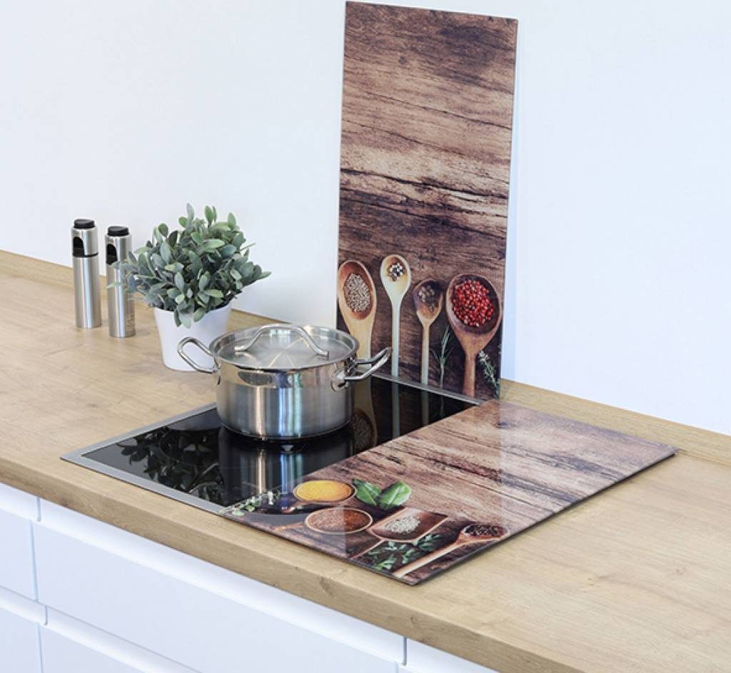 Piastra Copri Fornelli In Vetro 2 Pezzi 30x52 Cm Grigio - Multifunzione Paraschizzi Tagliere Sottopentola - Per Cucina - 2